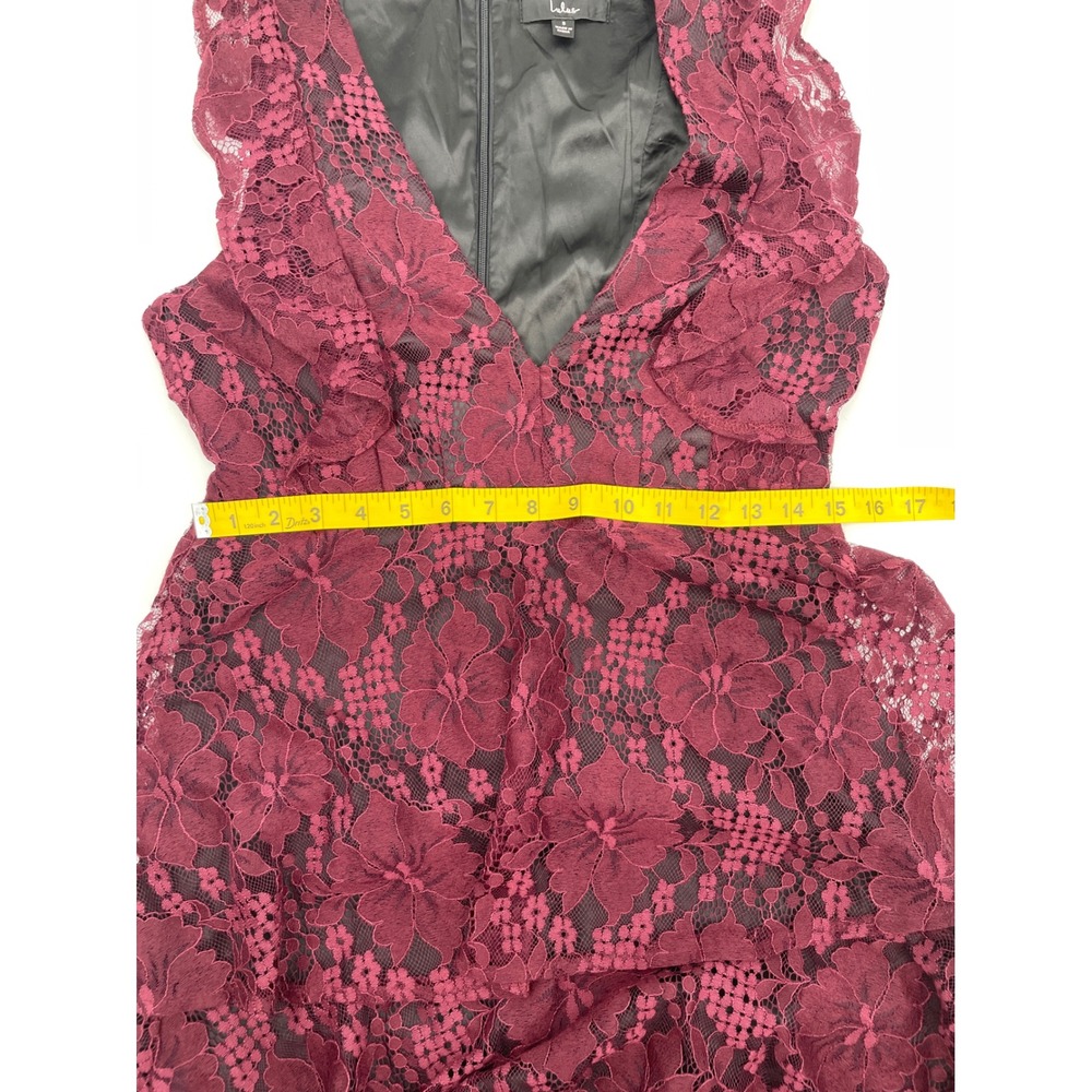 Lulus Molinetto Dress Womens S Burgundy Lace Tiered V-Neck Ruffle Wedding Guest - Picture 6 of 10
